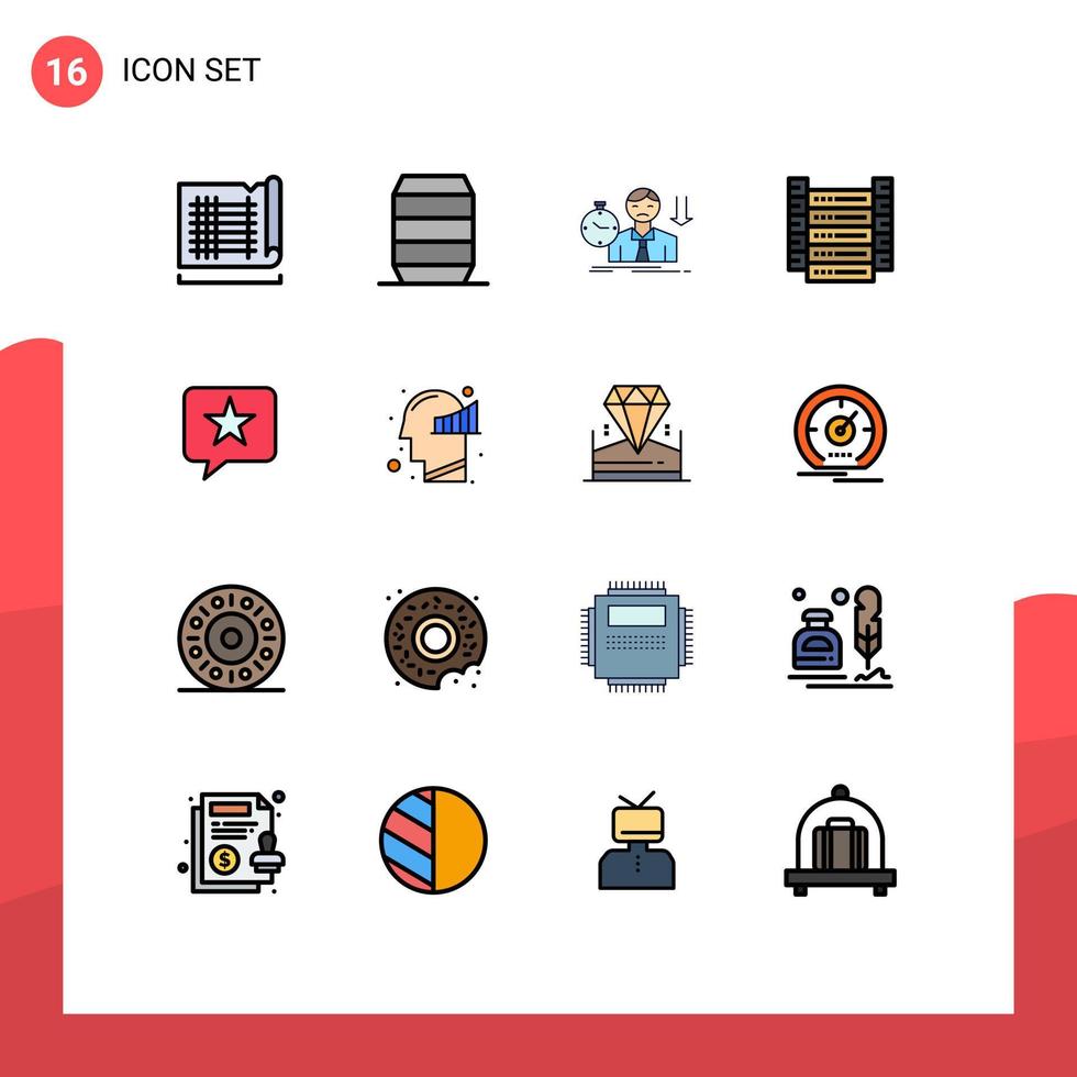 paquete de iconos de vectores de stock de 16 signos y símbolos de línea para información de chat, datos de falla, tiempo, elementos de diseño de vectores creativos editables