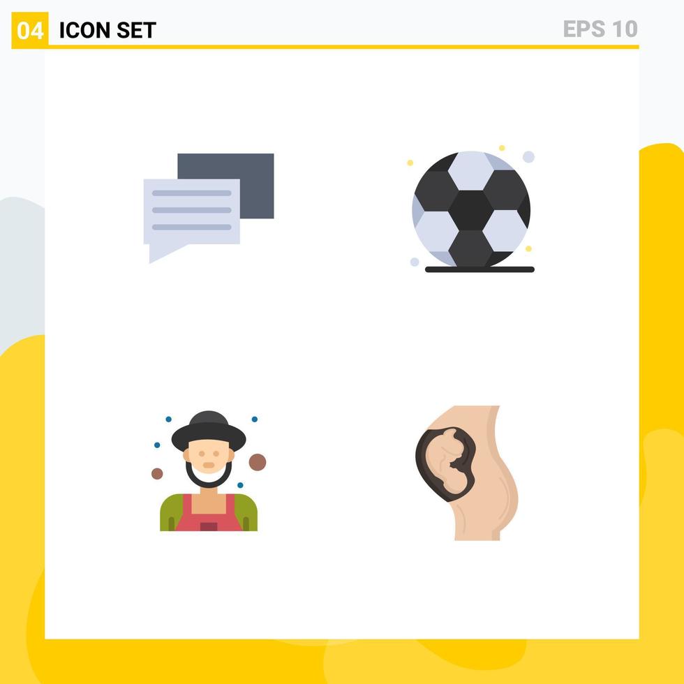 Editable Vector Line Pack of 4 Simple Flat Icons of chat old man sport farmer pregnant Editable Vector Design Elements