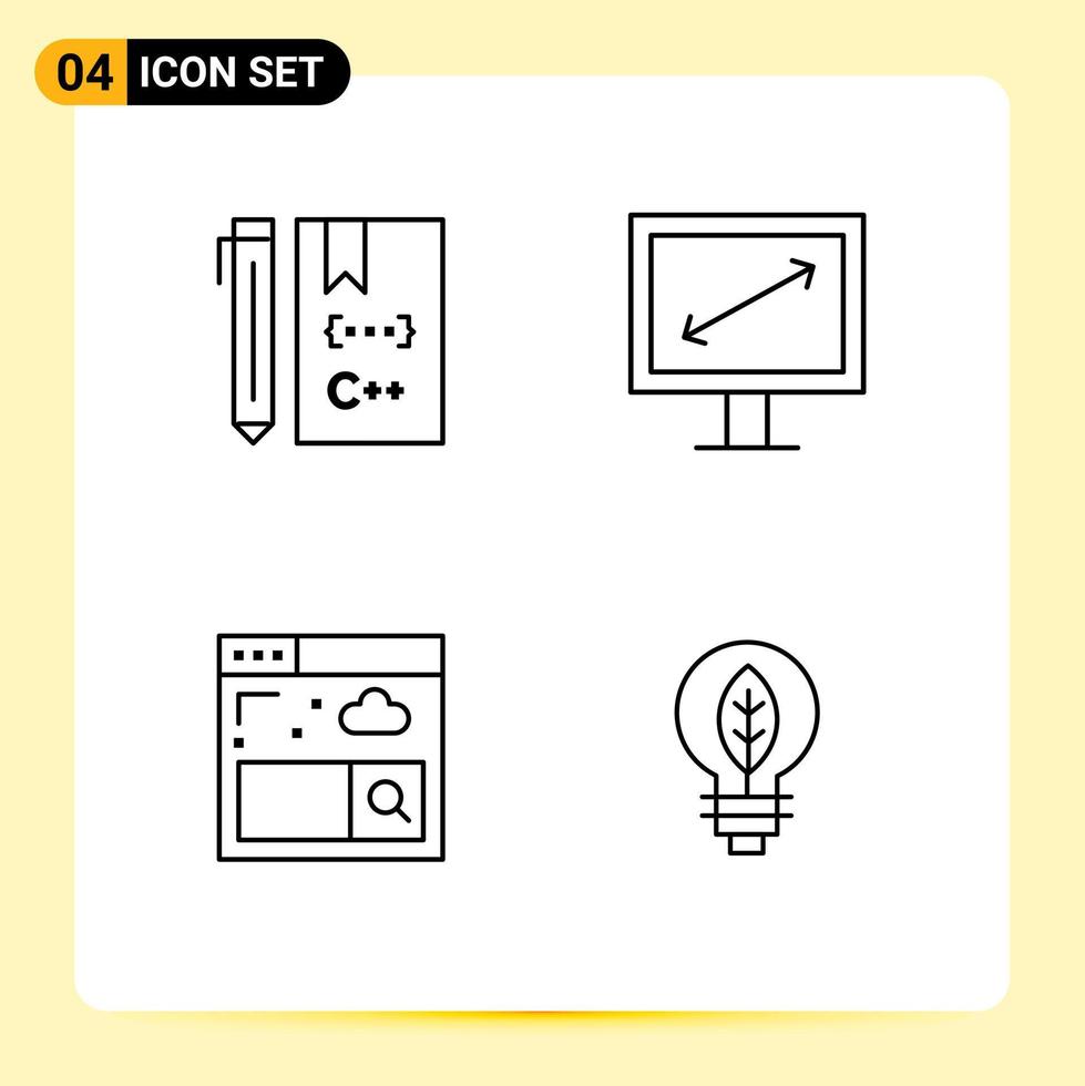 Universal Icon Symbols Group of 4 Modern Filledline Flat Colors of c internet develop display nature Editable Vector Design Elements