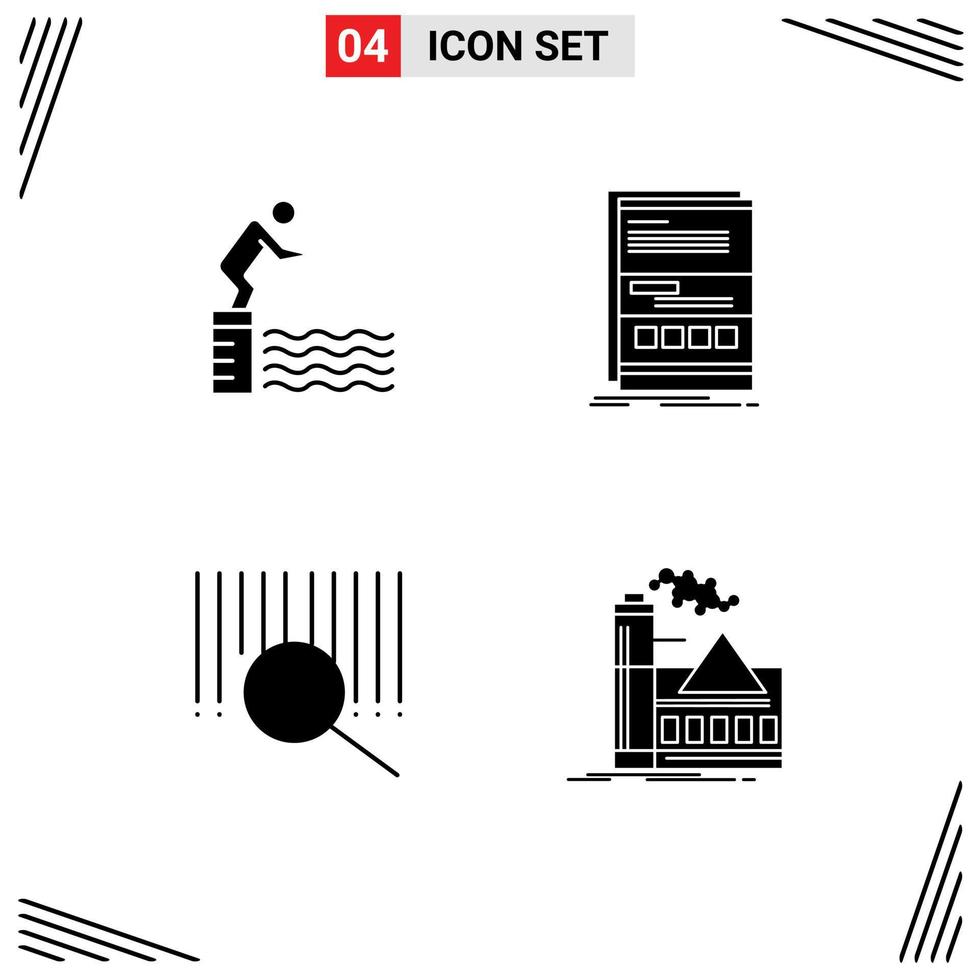 4 Creative Icons Modern Signs and Symbols of diving responsive pool dynamic product Editable Vector Design Elements