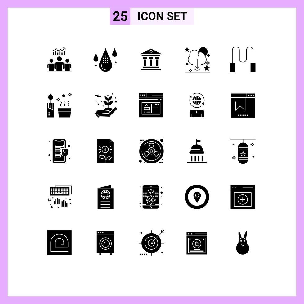 Universal Icon Symbols Group of 25 Modern Solid Glyphs of save data development cloud money Editable Vector Design Elements