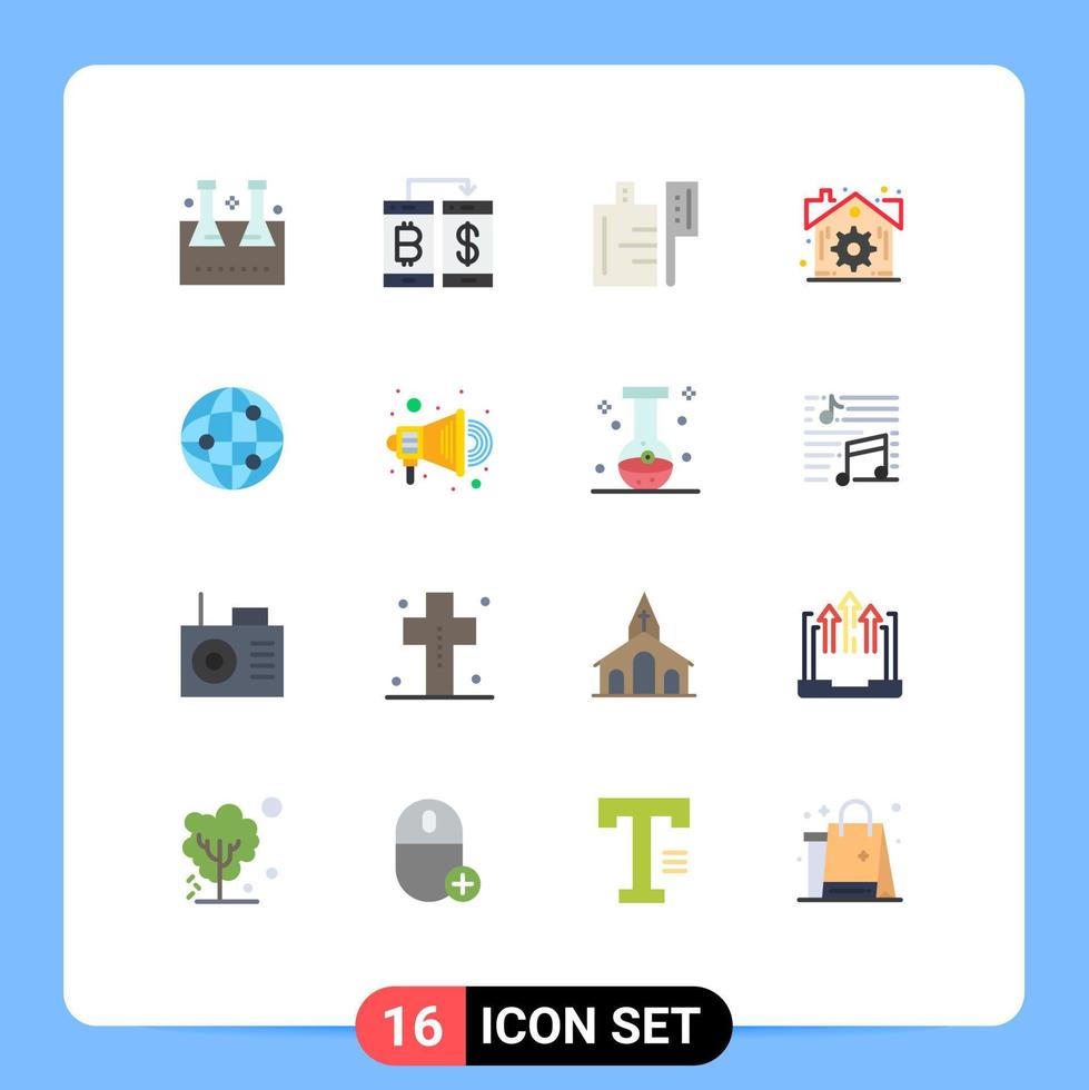 Set of 16 Modern UI Icons Symbols Signs for globe settings transection real drink Editable Pack of Creative Vector Design Elements
