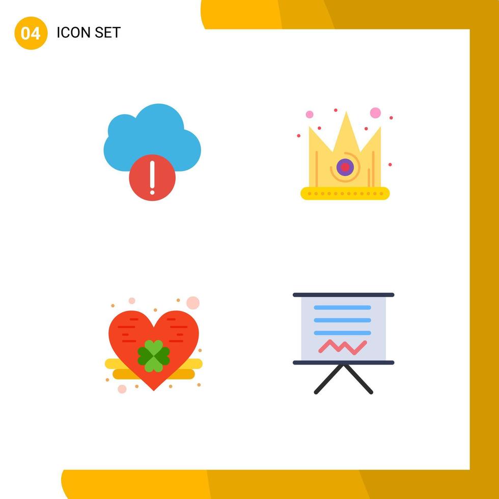 Pack of 4 creative Flat Icons of alert saint patrick best king board Editable Vector Design Elements