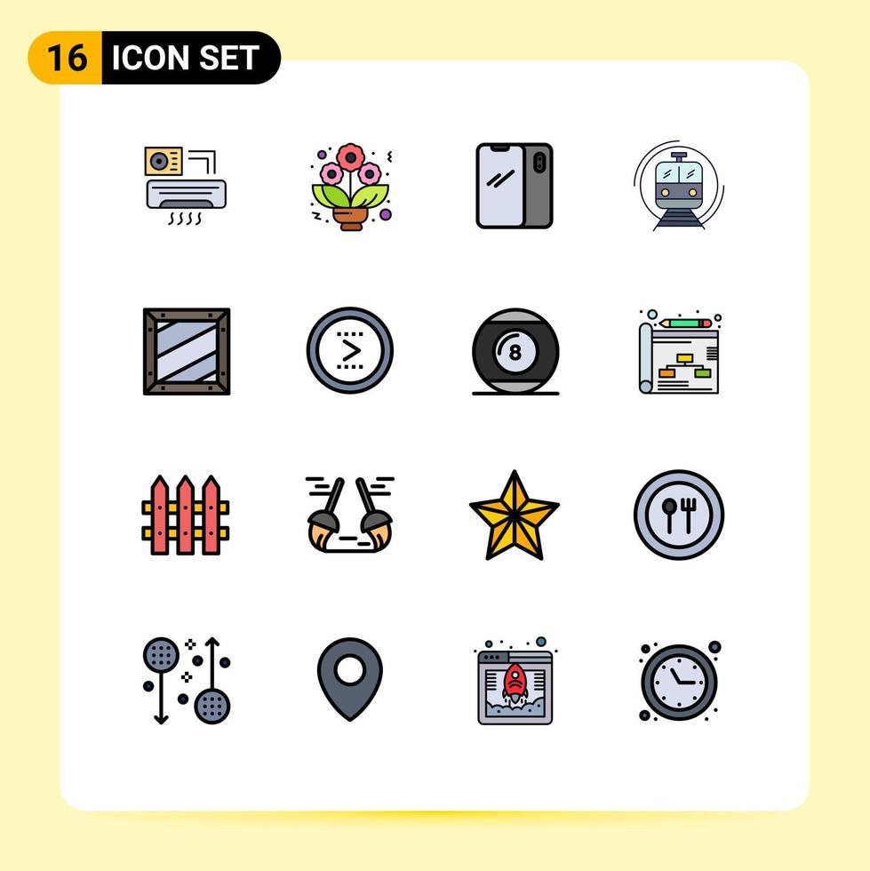 16 Universal Flat Color Filled Line Signs Symbols of box public smart phone smart metro Editable Creative Vector Design Elements