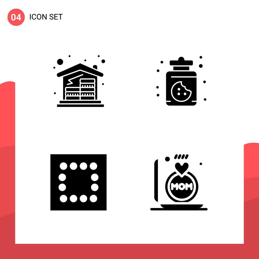paquete de 4 iconos de glifos universales para medios impresos sobre fondo blanco fondo de vector de icono negro creativo