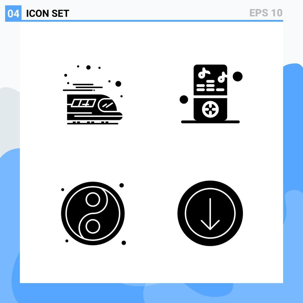 Modern 4 solid style icons Glyph Symbols for general use Creative Solid Icon Sign Isolated on White Background 4 Icons Pack Creative Black Icon vector background