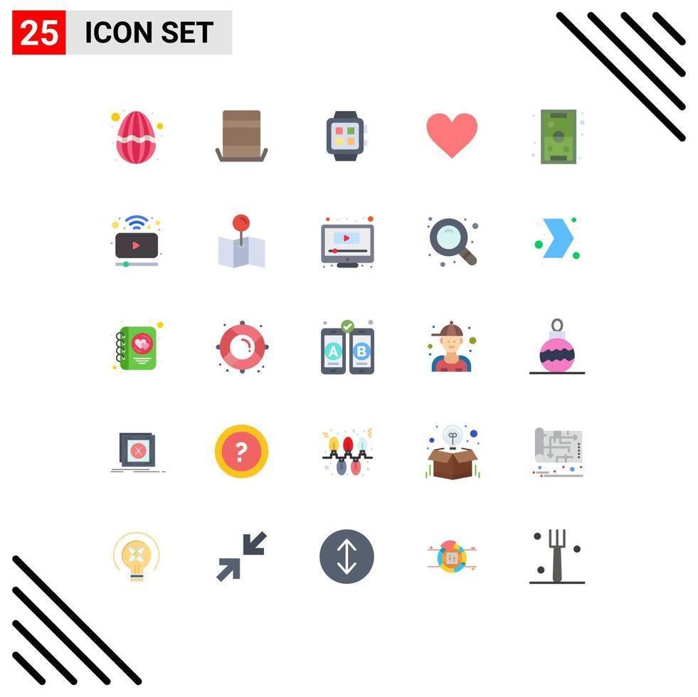 Set of 25 Modern UI Icons Symbols Signs for fun like electronic love watch Editable Vector Design Elements