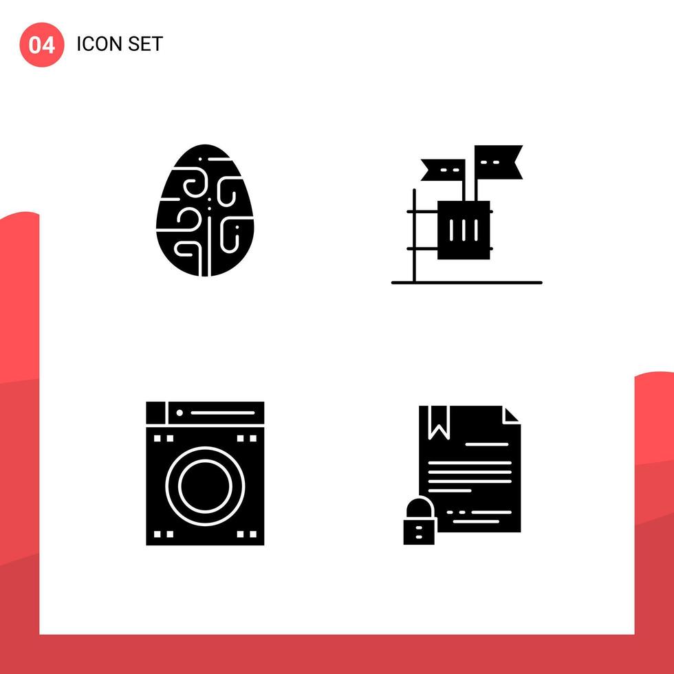 Pack of 4 Universal Glyph Icons for Print Media on White Background Creative Black Icon vector background