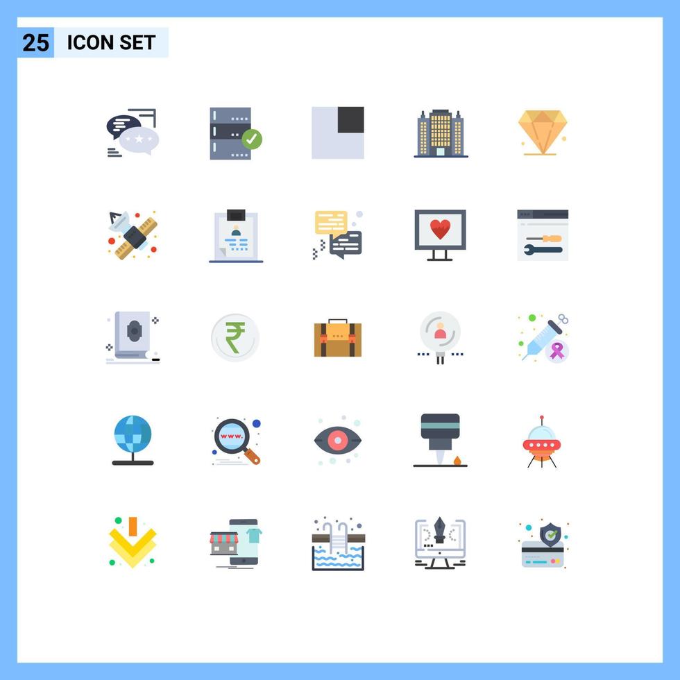 25 concepto de color plano para sitios web móviles y aplicaciones construcción de diamantes verificar arquitectura ver elementos de diseño vectorial editables vector