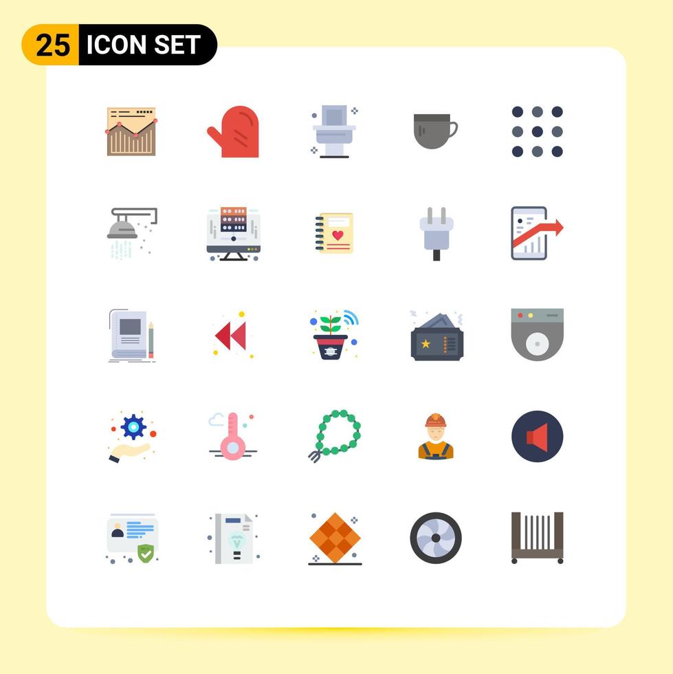 Set of 25 Modern UI Icons Symbols Signs for numbers call toilet basic tea Editable Vector Design Elements