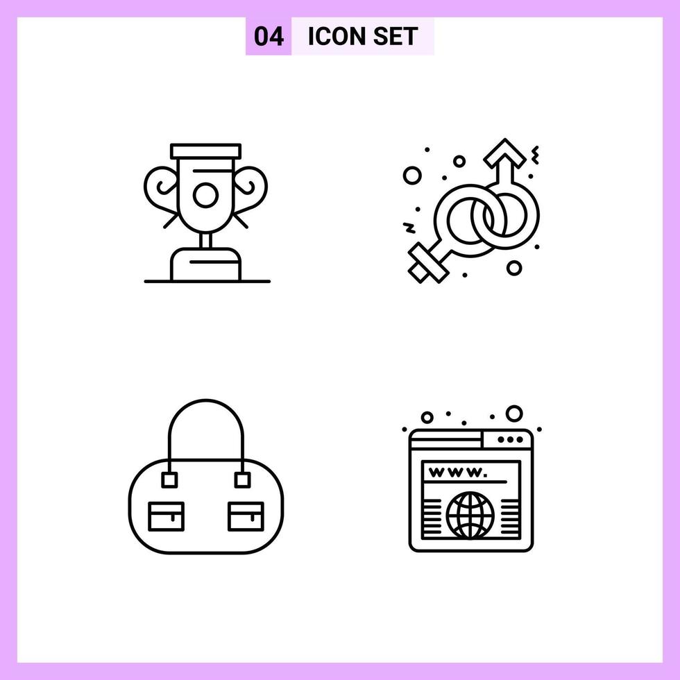 4 Icons in Line Style Outline Symbols on White Background Creative Vector Signs for Web mobile and Print Creative Black Icon vector background