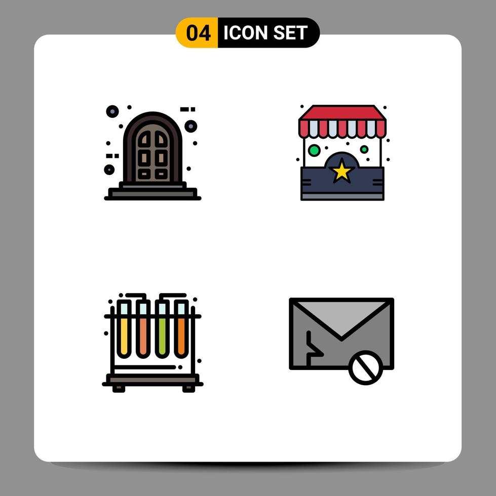 4 Thematic Vector Filledline Flat Colors and Editable Symbols of frame tubes ecommerce stand mail Editable Vector Design Elements
