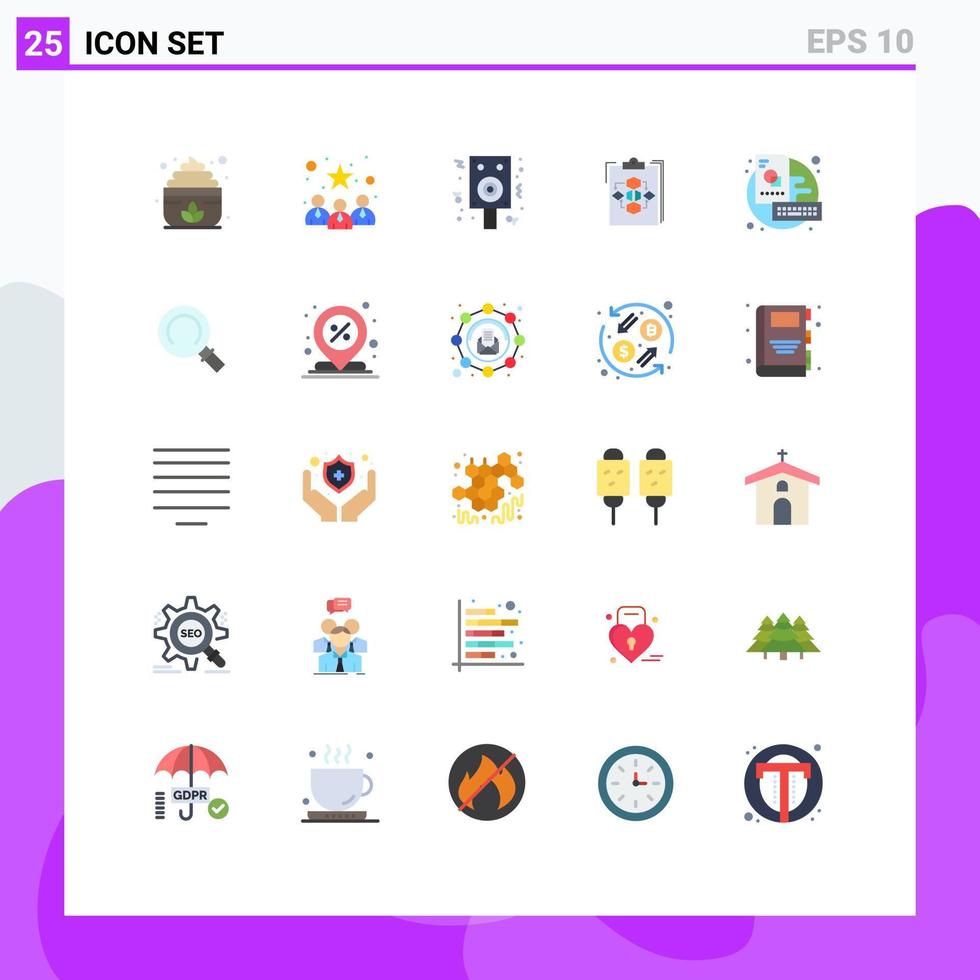 Set of 25 Commercial Flat Colors pack for workflow process celebration flow business Editable Vector Design Elements