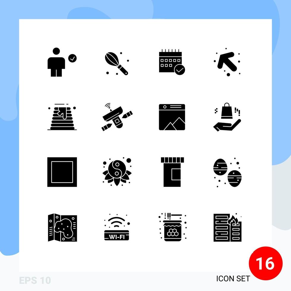 16 Universal Solid Glyphs Set for Web and Mobile Applications left arrow schedule planning event Editable Vector Design Elements