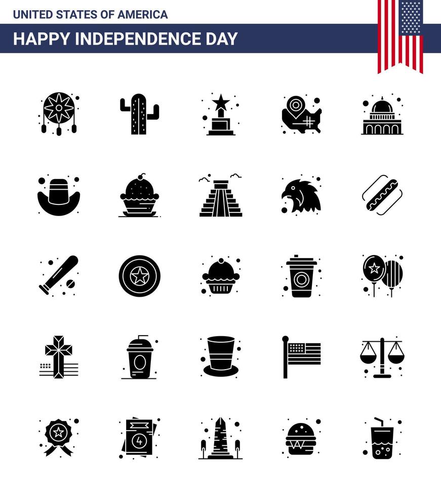 25 iconos creativos de estados unidos signos de independencia modernos y símbolos del 4 de julio de madison ubicación pin logro estados de wisconsin elementos de diseño de vector de día de estados unidos editables