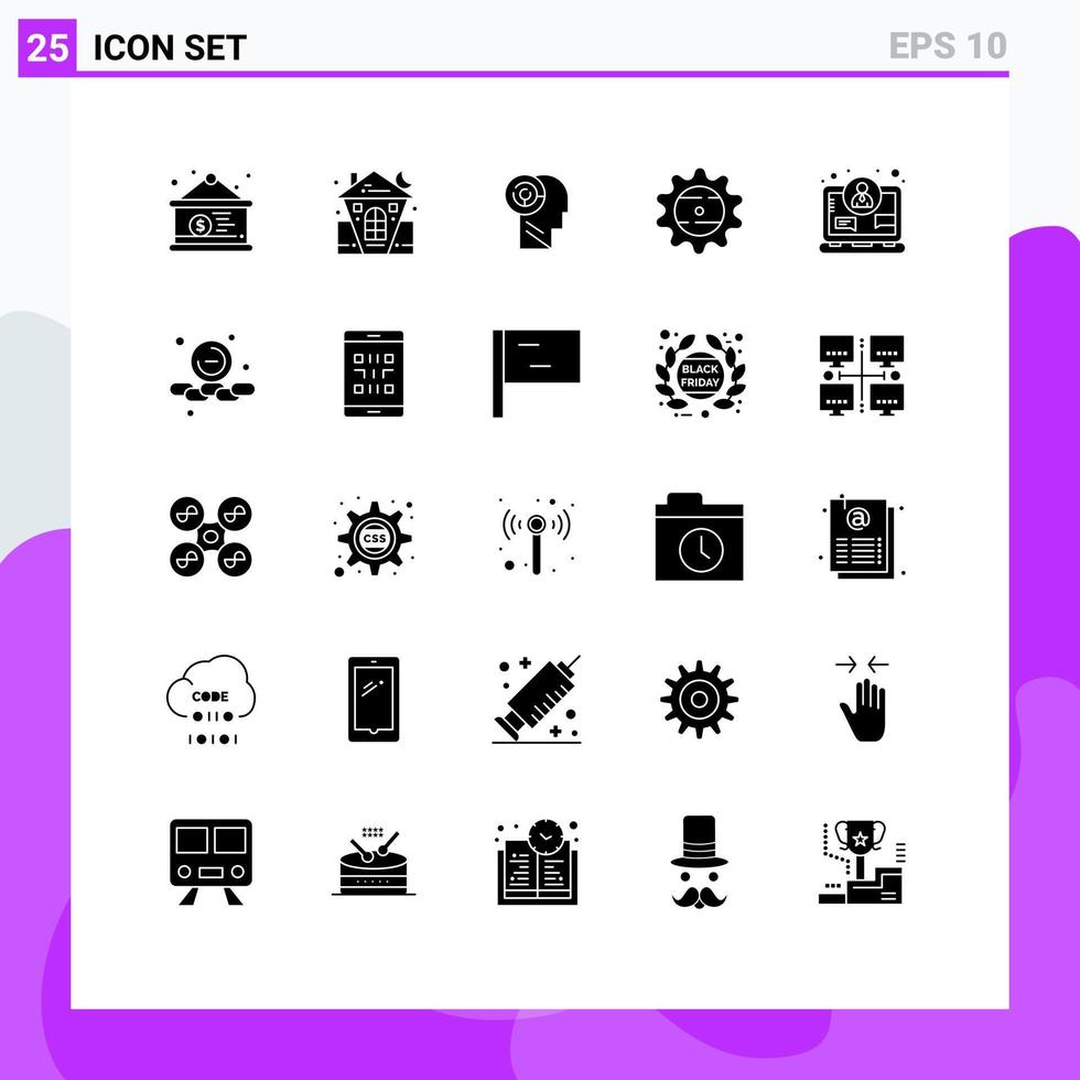 Pack of 25 Modern Solid Glyphs Signs and Symbols for Web Print Media such as business drink house cap target Editable Vector Design Elements