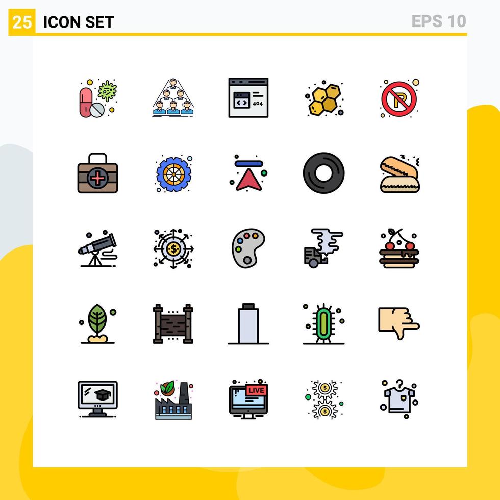 grupo de símbolos de iconos universales de 25 colores planos de líneas llenas modernas de ciencia átomo desarrollo de negocios codificación elementos de diseño de vectores editables
