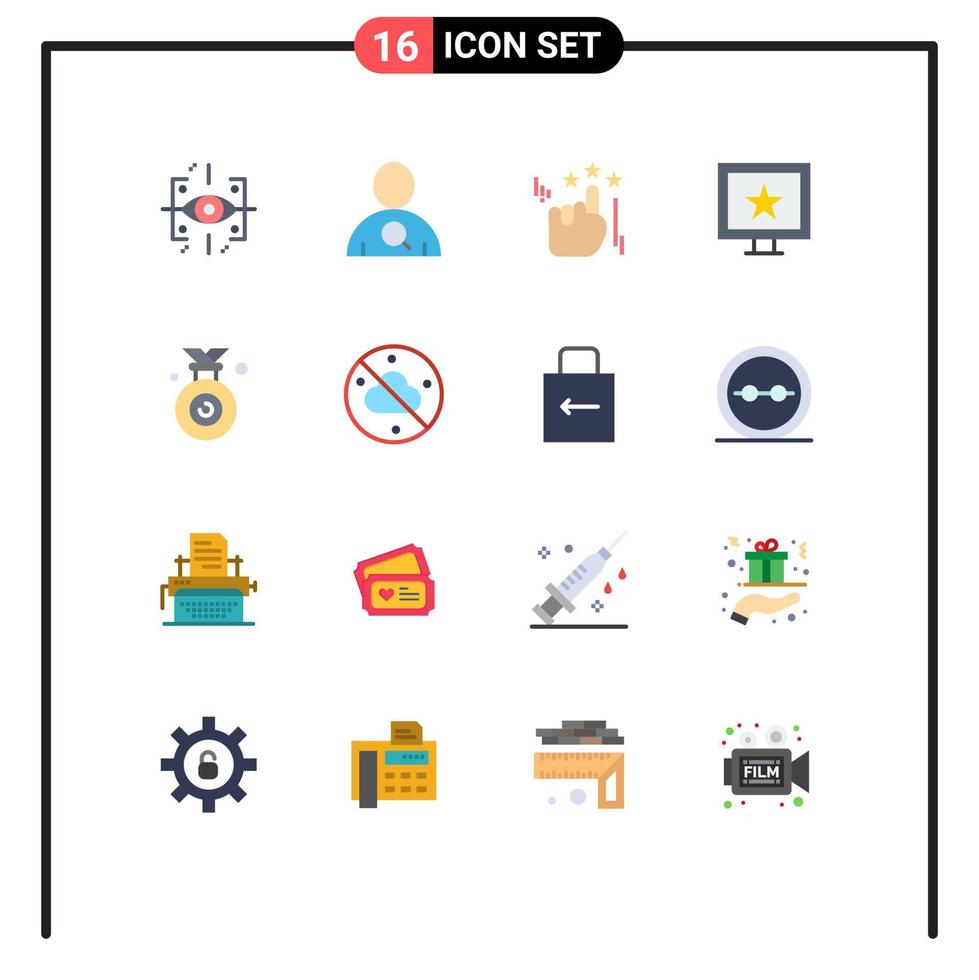 Set of 16 Modern UI Icons Symbols Signs for cloudless winner stare olympic tv Editable Pack of Creative Vector Design Elements