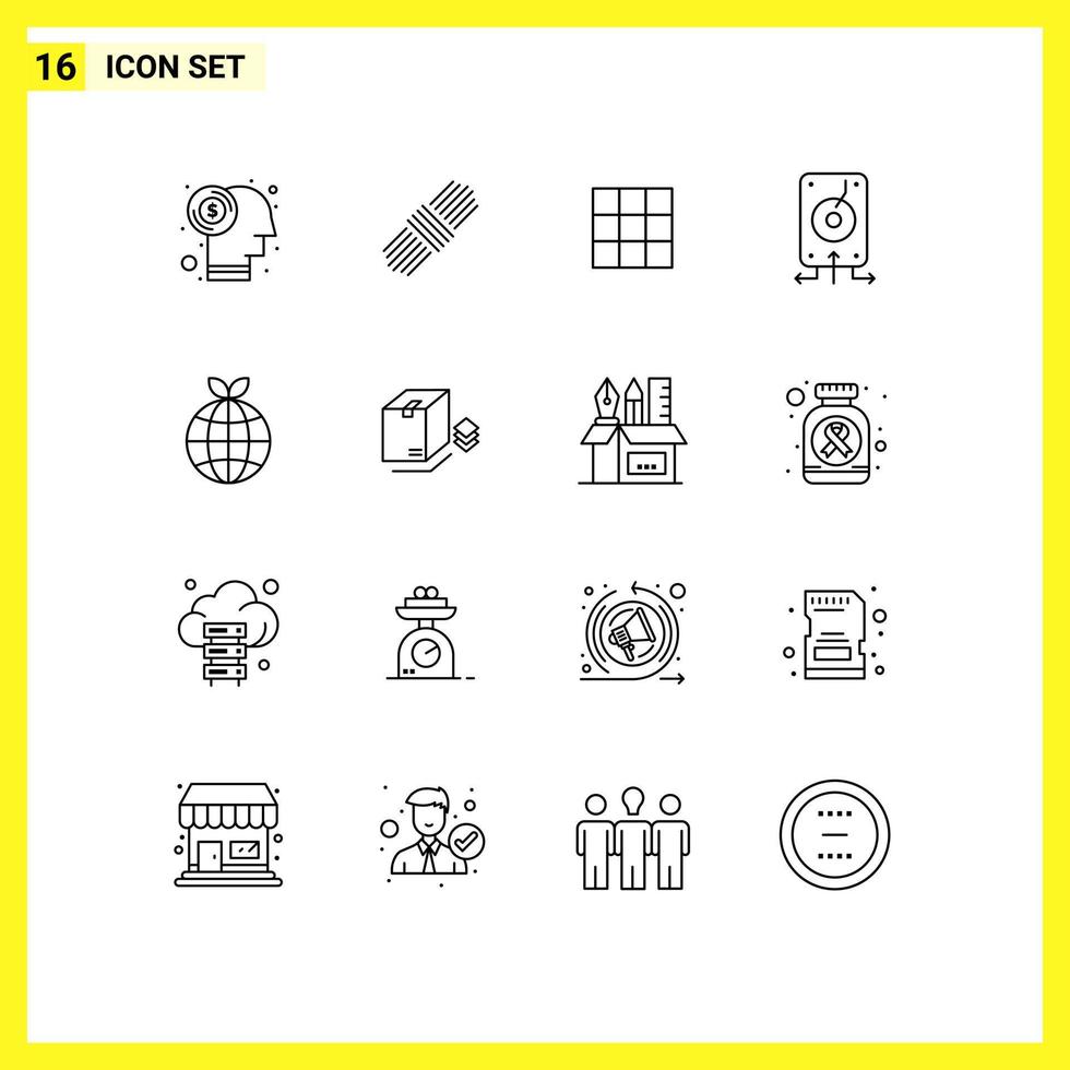 16 Thematic Vector Outlines and Editable Symbols of ecology storage gallery server data Editable Vector Design Elements