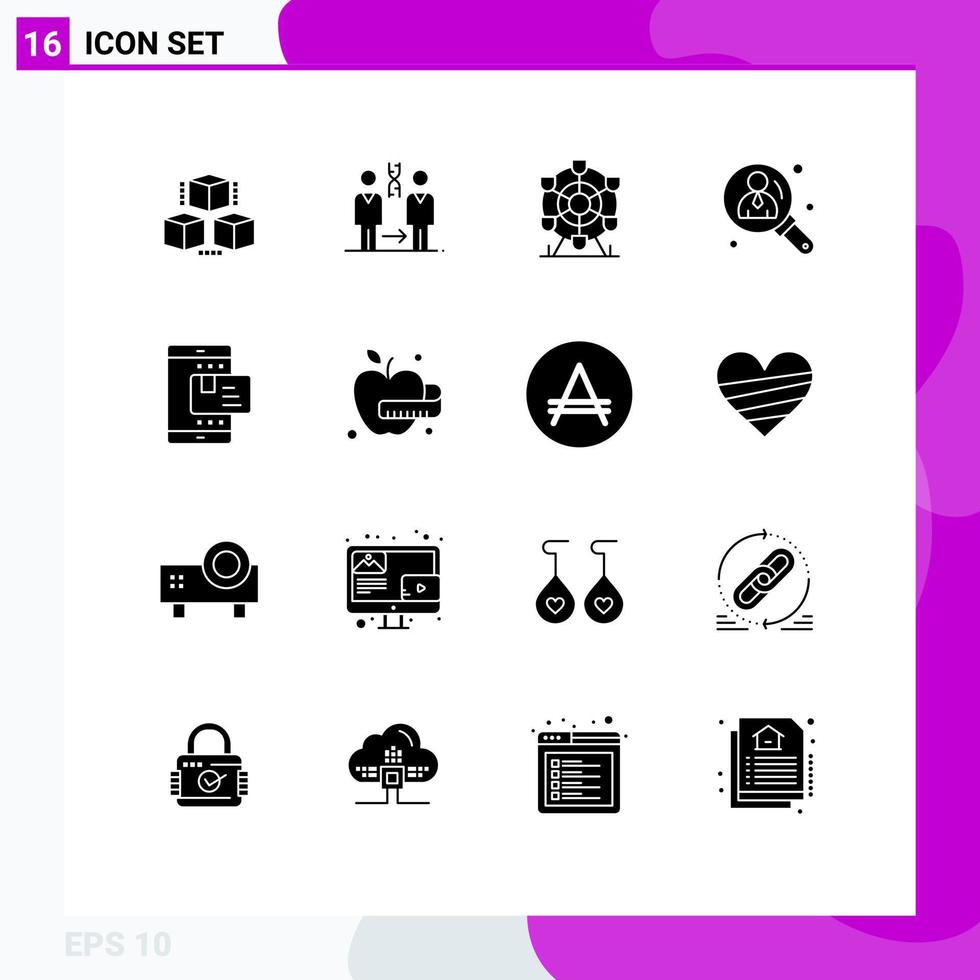 16 Thematic Vector Solid Glyphs and Editable Symbols of ecommerce user health management canada Editable Vector Design Elements