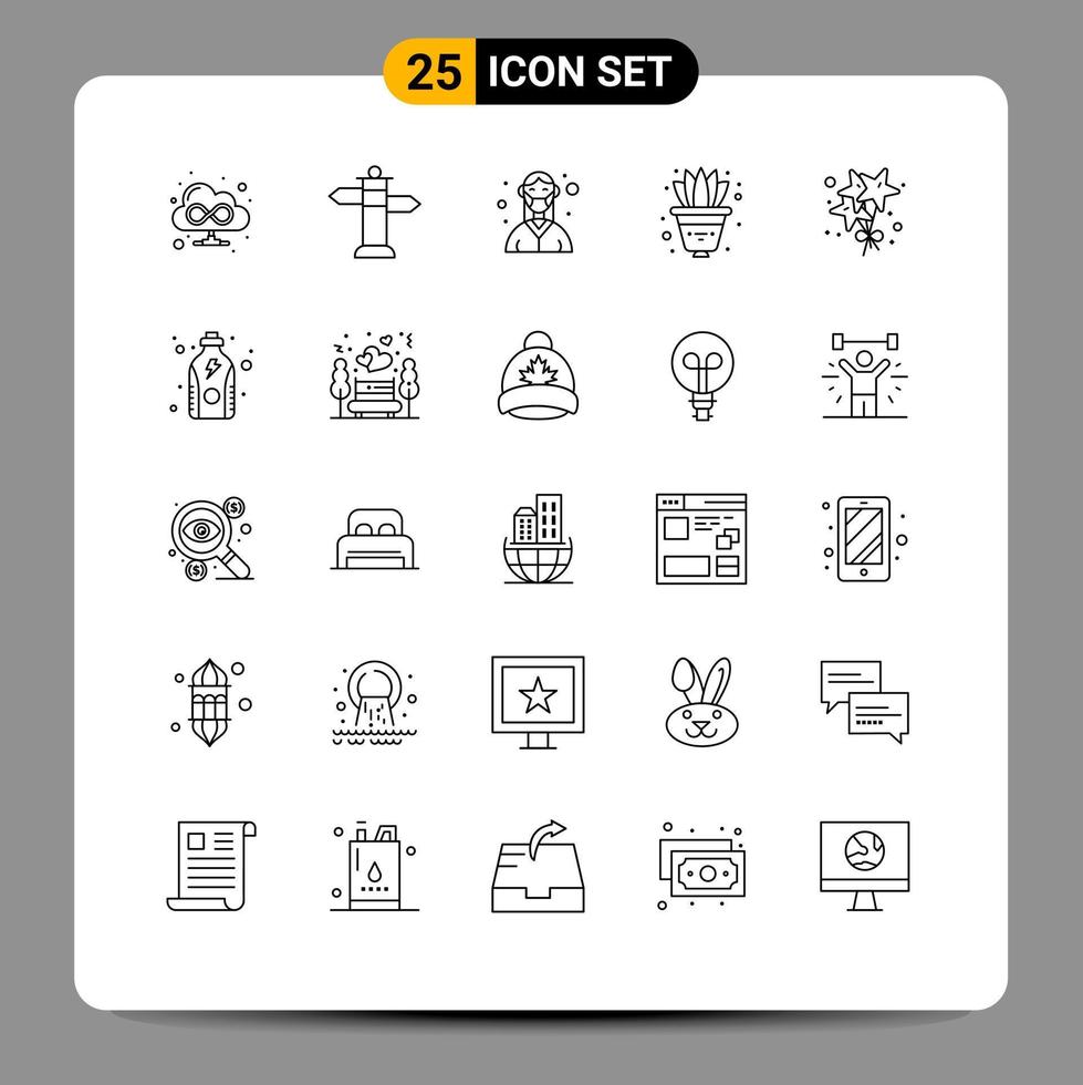 Group of 25 Lines Signs and Symbols for party birthday mask decorate plant Editable Vector Design Elements