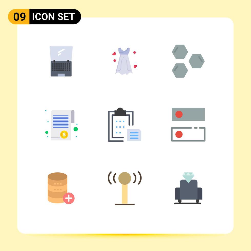 9 Flat Color concept for Websites Mobile and Apps tax finance wedding document shape Editable Vector Design Elements