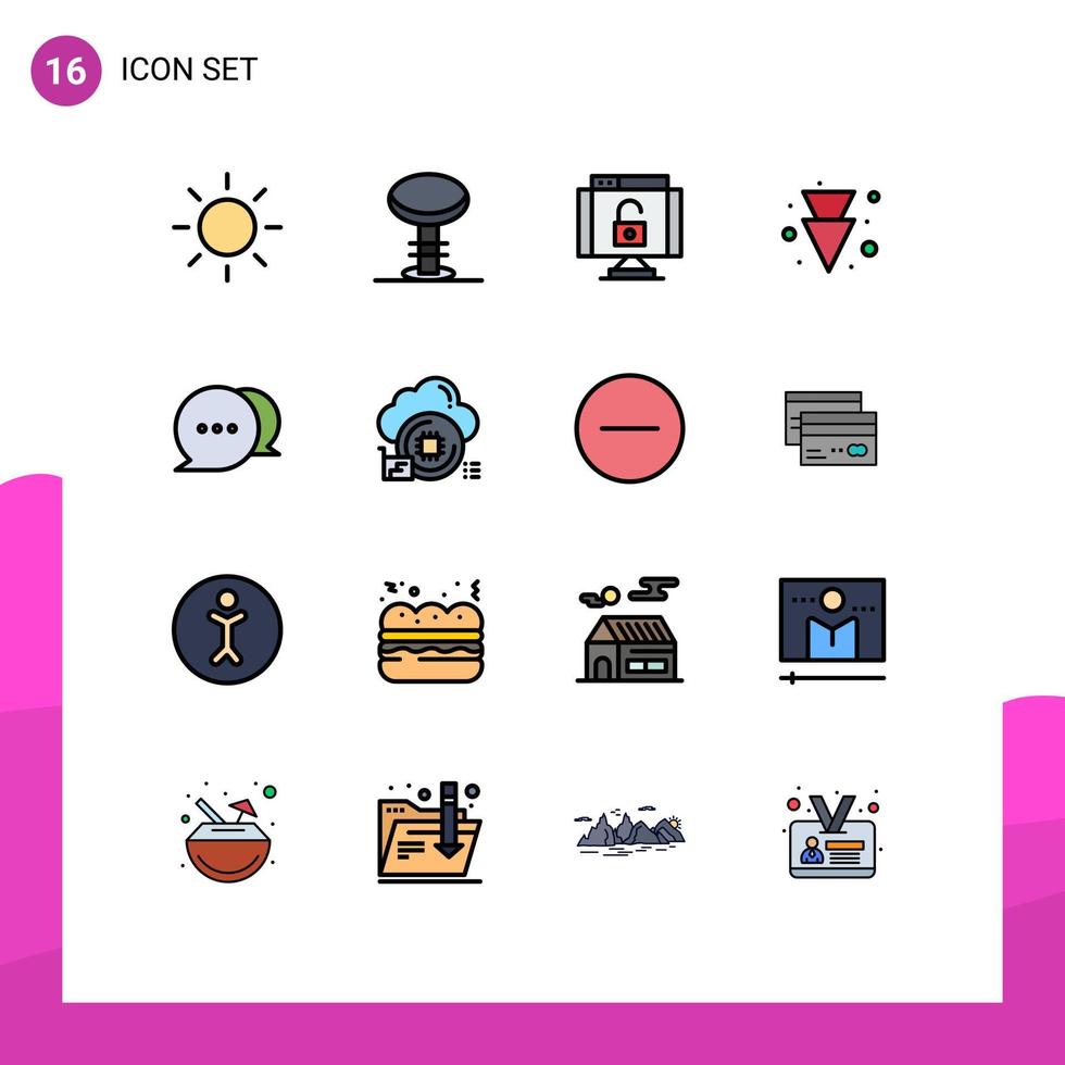 16 iconos creativos signos y símbolos modernos del mensaje del procesador protegen la comunicación elementos de diseño de vectores creativos completamente editables