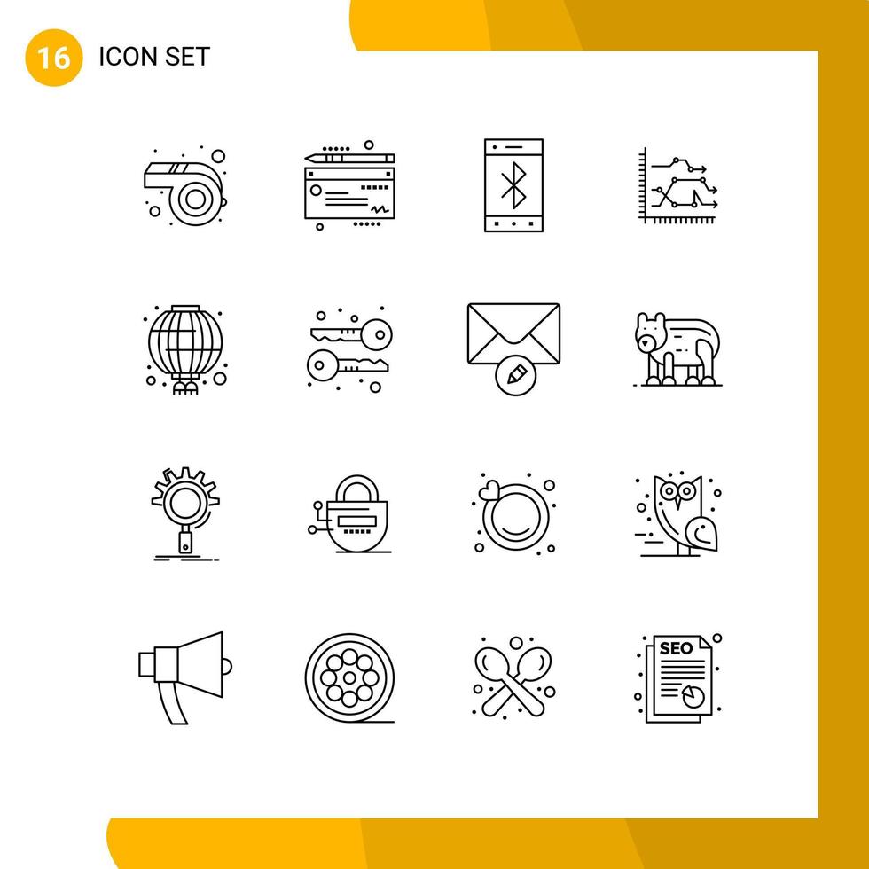 16 Creative Icons Modern Signs and Symbols of chinese trends mobile graph chart Editable Vector Design Elements
