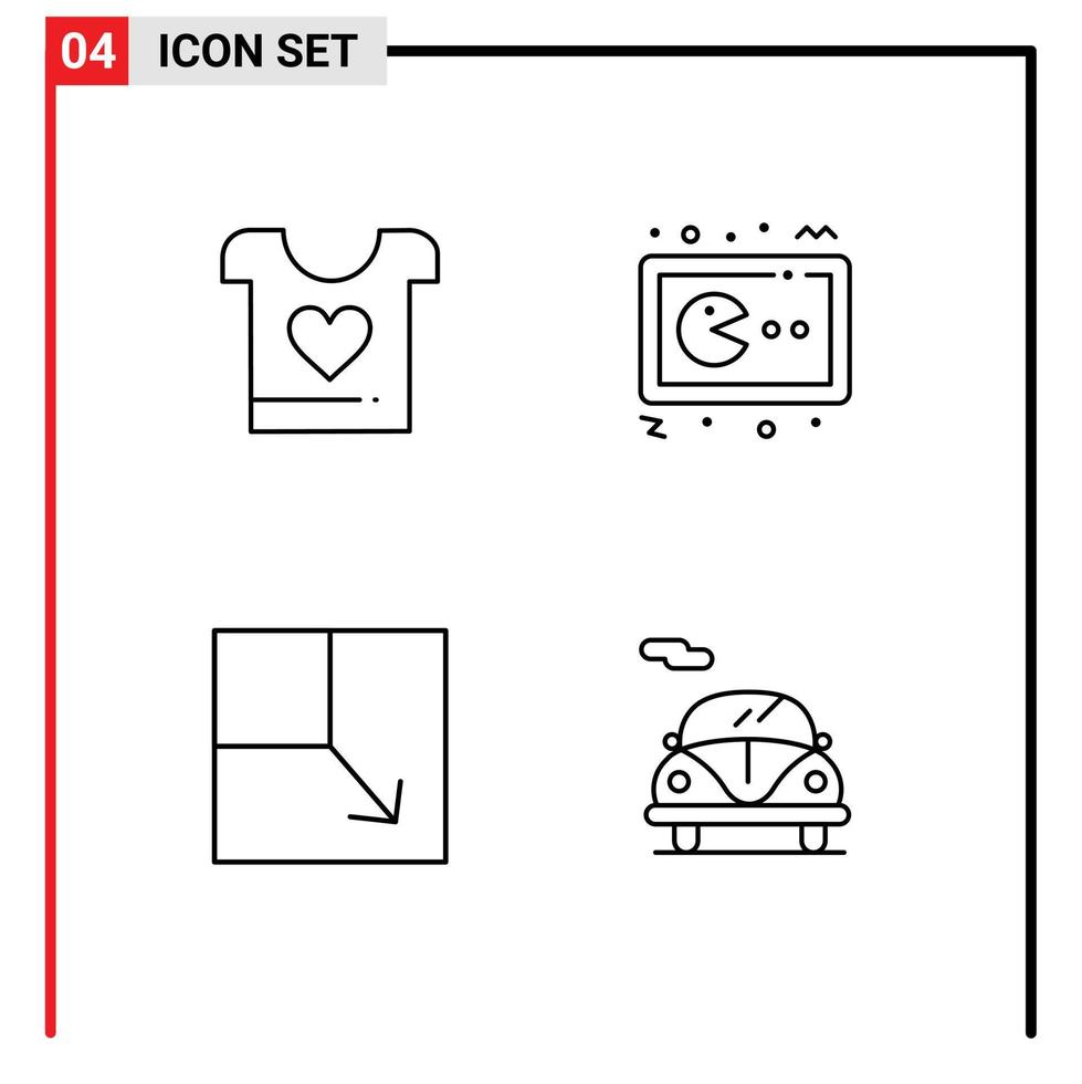 Modern Set of 4 Filledline Flat Colors and symbols such as clothes expand wedding gaming view Editable Vector Design Elements