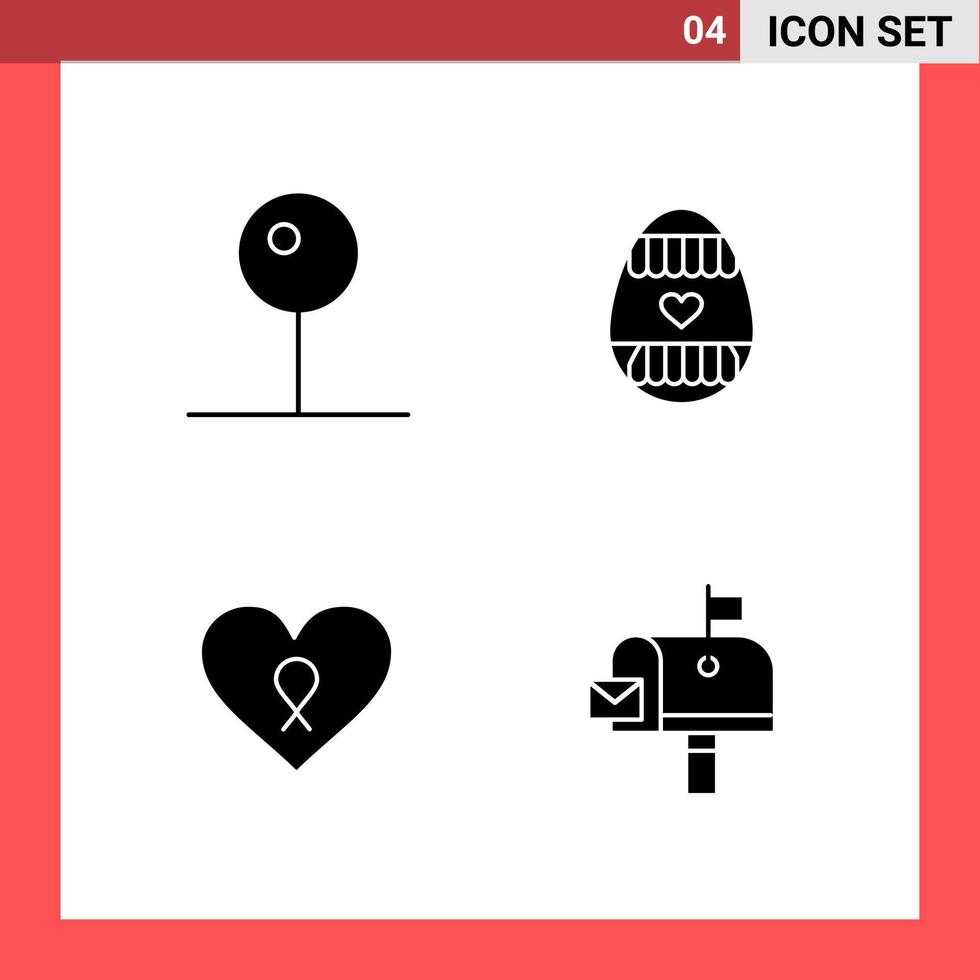 4 Icon Pack Solid Style Glyph Symbols on White Background Simple Signs for general designing Creative Black Icon vector background