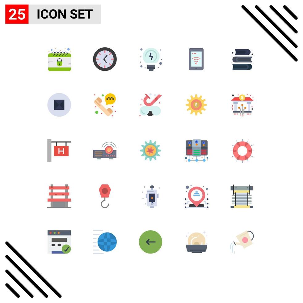 Group of 25 Flat Colors Signs and Symbols for ancient paint thinking arts wifi Editable Vector Design Elements