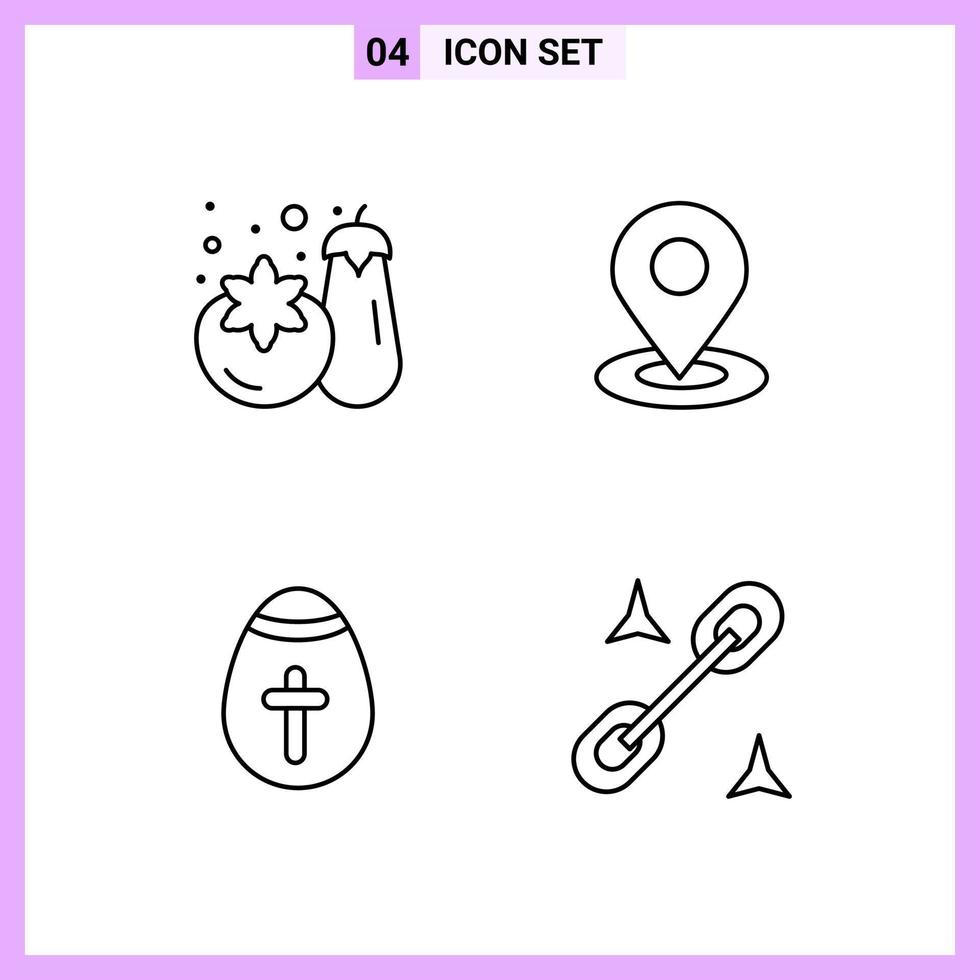 4 Icons in Line Style Outline Symbols on White Background Creative Vector Signs for Web mobile and Print Creative Black Icon vector background