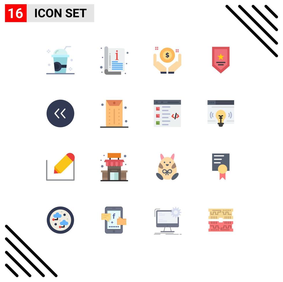 Group of 16 Modern Flat Colors Set for arrows star template prize hand Editable Pack of Creative Vector Design Elements
