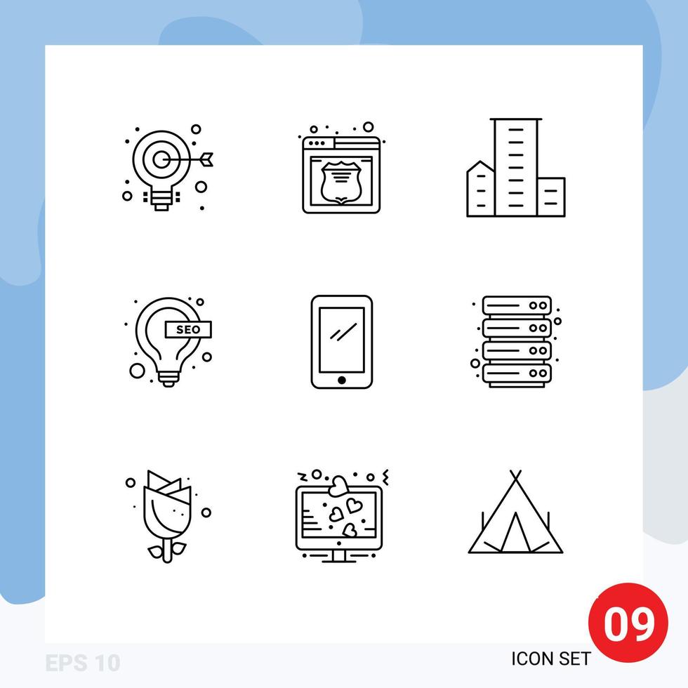 9 Creative Icons Modern Signs and Symbols of phone lamp district idea residences Editable Vector Design Elements