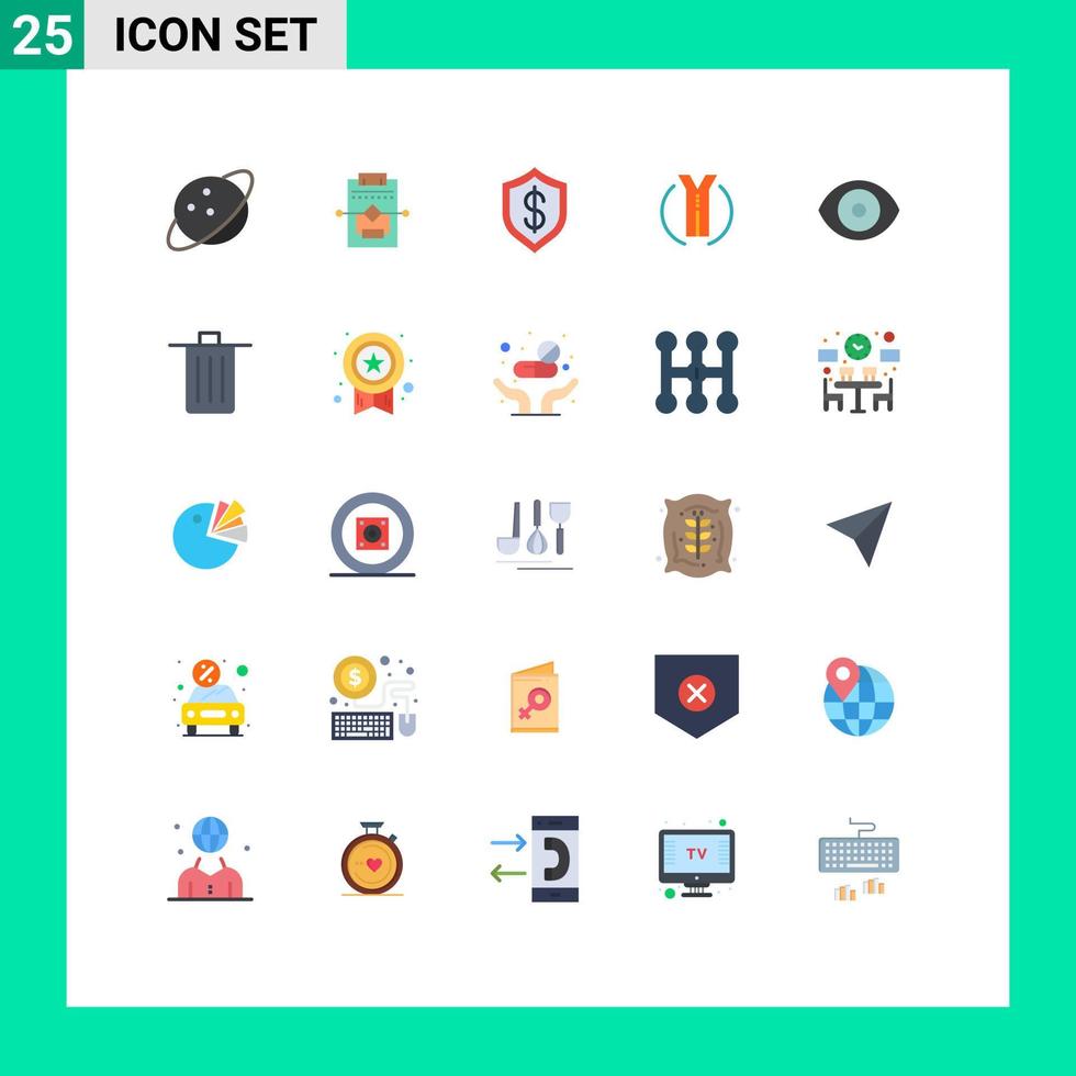 Set of 25 Modern UI Icons Symbols Signs for eye location cashless two way road Editable Vector Design Elements