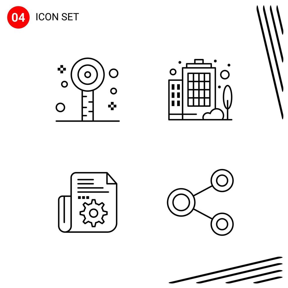 Collection of 4 Vector Icons in Line style Pixle Perfect Outline Symbols for Web and Mobile Line Icon Signs on White Background 4 Icons Creative Black Icon vector background