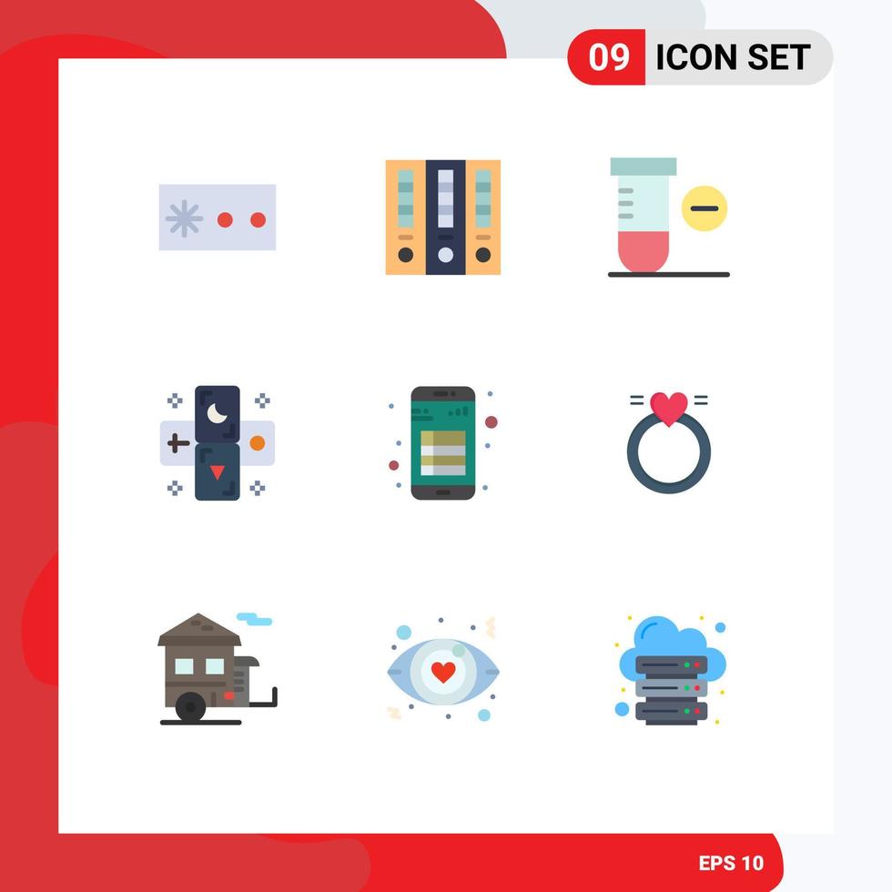 Set of 9 Modern UI Icons Symbols Signs for note book science app tarot Editable Vector Design Elements