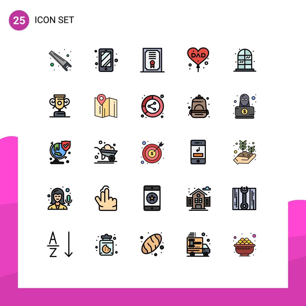 conjunto de 25 iconos modernos de la interfaz de usuario símbolos signos para el gabinete hogar grado amor padre elementos de diseño vectorial editables vector