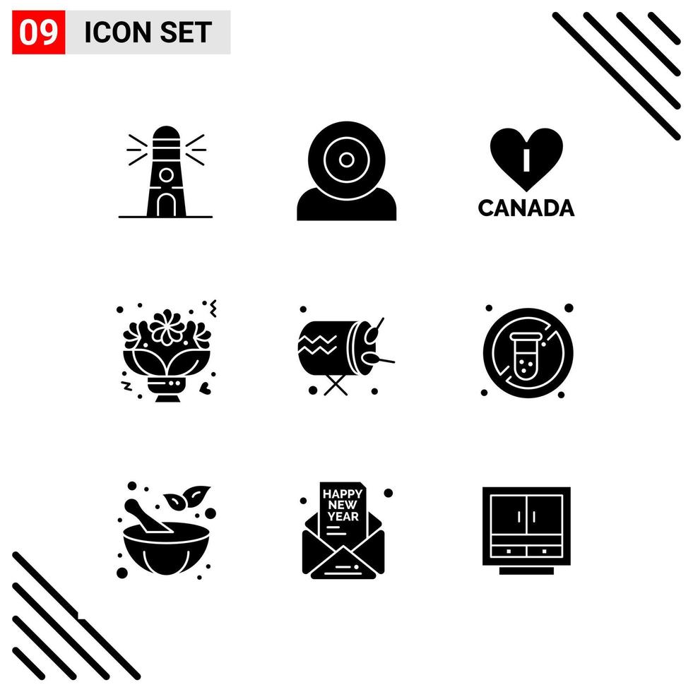 Pixle Perfect Set of 9 Solid Icons Glyph Icon Set for Webite Designing and Mobile Applications Interface Creative Black Icon vector background