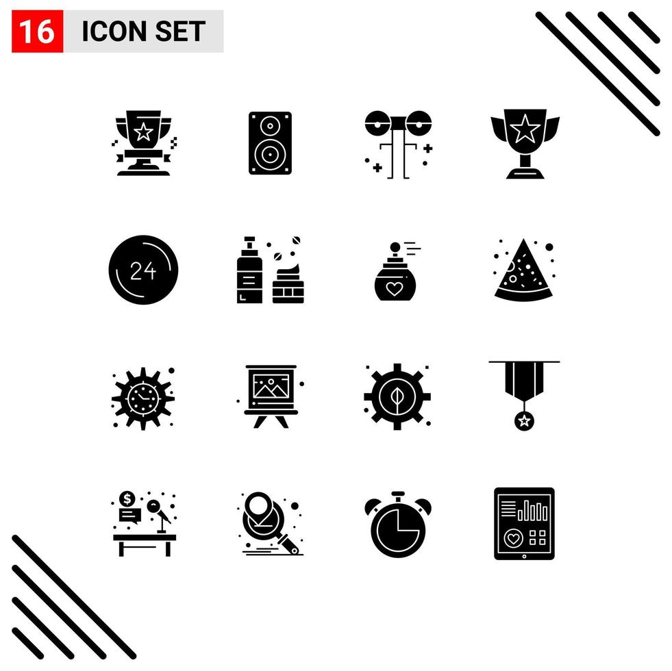 16 Universal Solid Glyph Signs Symbols of cup achievement monitor scary halloween Editable Vector Design Elements