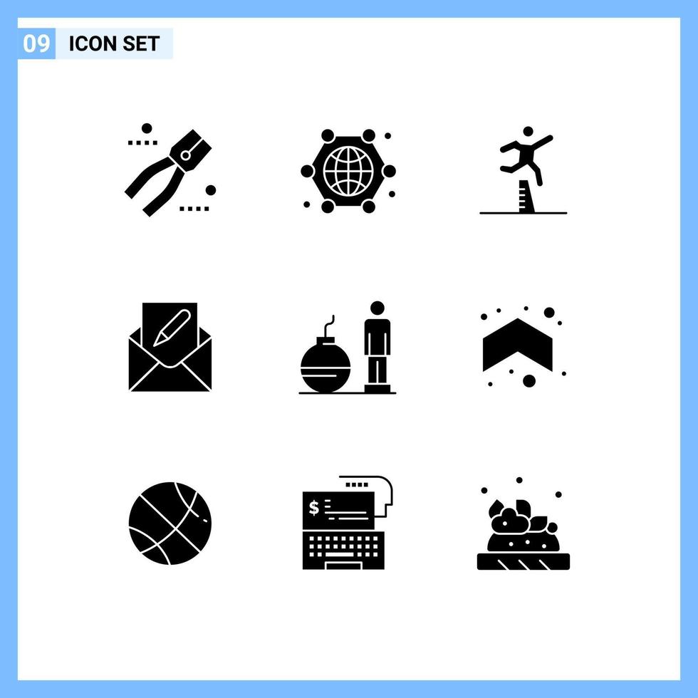 User Interface Pack of 9 Basic Solid Glyphs of envelope edit internet of things compose running Editable Vector Design Elements