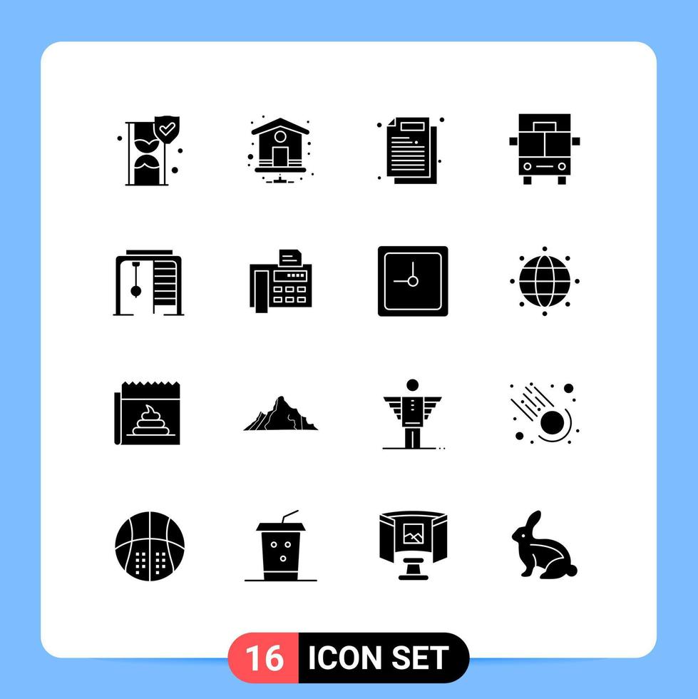 Set of 16 Modern UI Icons Symbols Signs for game ring document athletic vehicles Editable Vector Design Elements