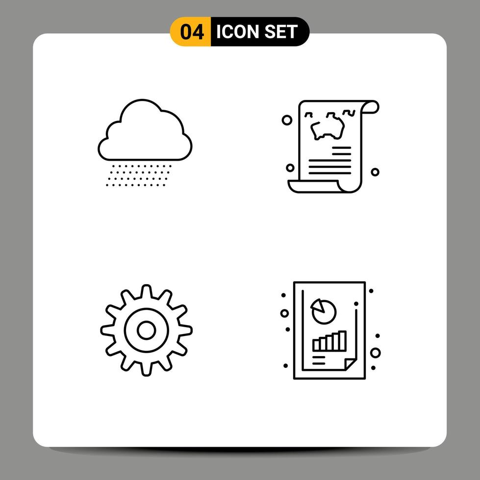 Pictogram Set of 4 Simple Filledline Flat Colors of sky rain gear spring article wheel Editable Vector Design Elements