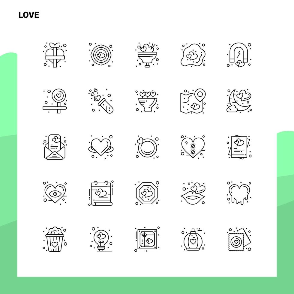 Set of Love Line Icon set 25 Icons Vector Minimalism Style Design Black Icons Set Linear pictogram pack