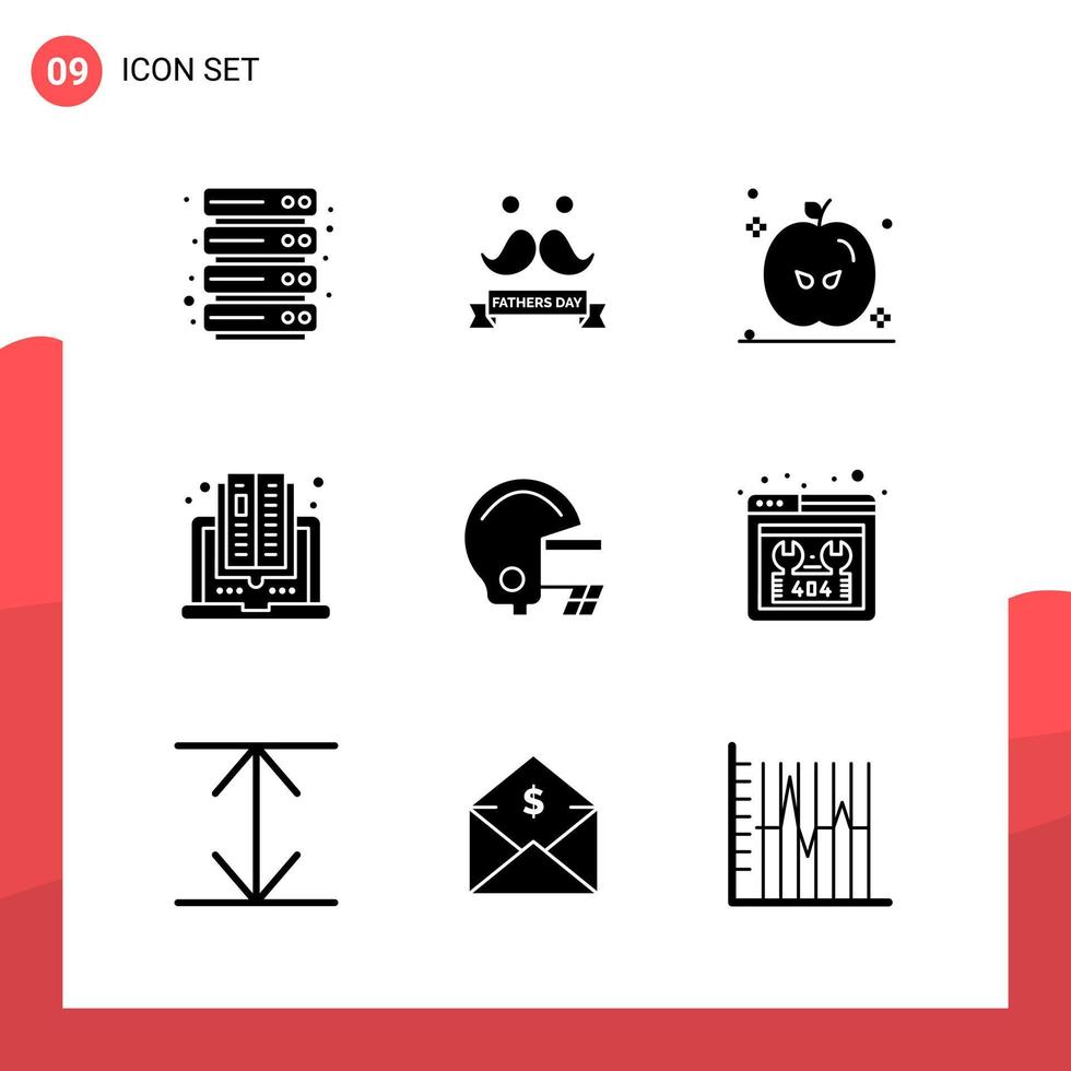 Pack of 9 Universal Glyph Icons for Print Media on White Background Creative Black Icon vector background