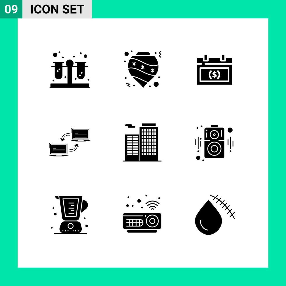 Universal Icon Symbols Group of 9 Modern Solid Glyphs of sync link calendar connection date Editable Vector Design Elements