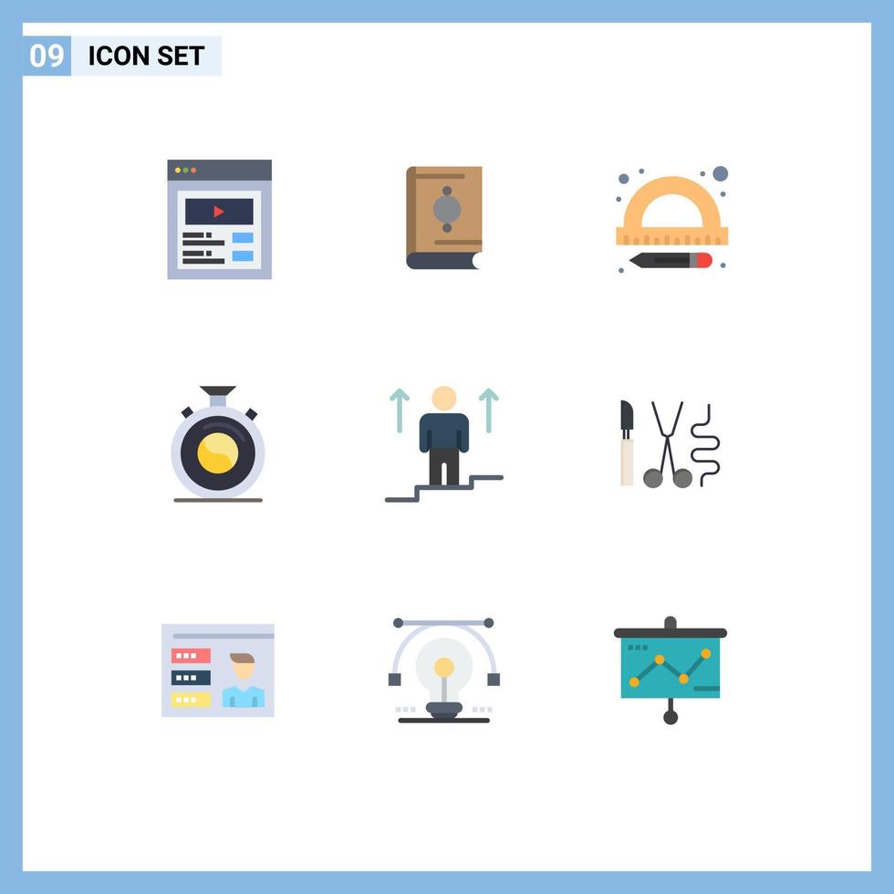 9 Flat Color concept for Websites Mobile and Apps arrow user education practice concentration Editable Vector Design Elements