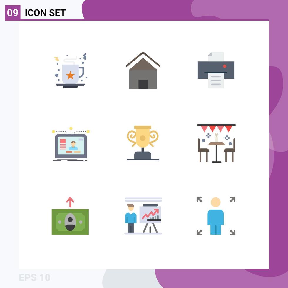 Group of 9 Modern Flat Colors Set for education layout hut user interface Editable Vector Design Elements