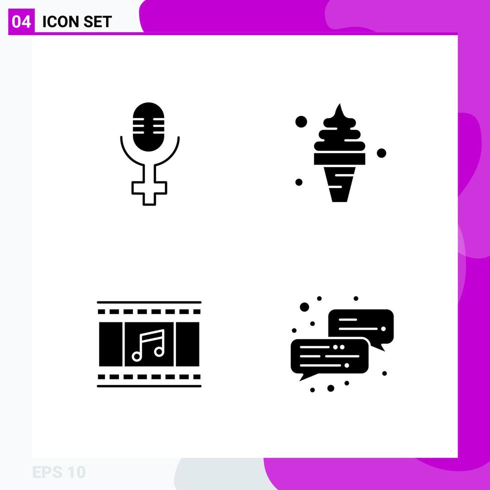 Solid Icon set Pack of 4 Glyph Icons isolated on White Background for Web Print and Mobile Creative Black Icon vector background