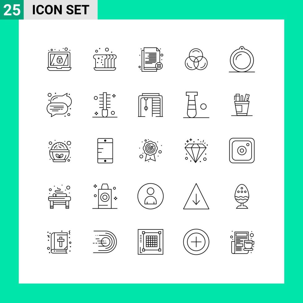 Line Pack of 25 Universal Symbols of furniture web delete color reject Editable Vector Design Elements